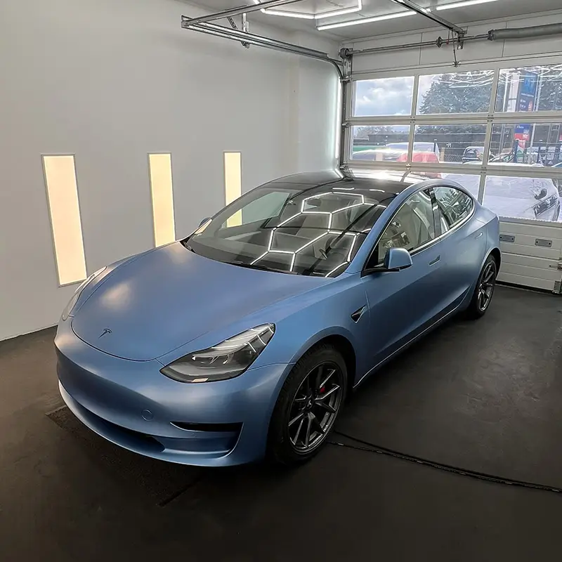 Tesla Model 3 Vollfolierung matt blau
